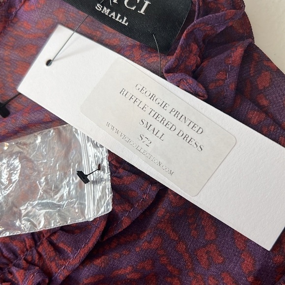 VICI Georgie Ruffle Tiered Mini Dress Purple Print NWT Sz S Whimsygoth Witchy - Picture 7 of 13